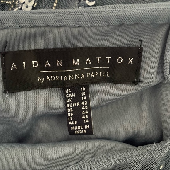 New! Aidan Mattox Blue Embellished Off-the-Shoulder Halter Gown 26753 - Picture 11 of 16